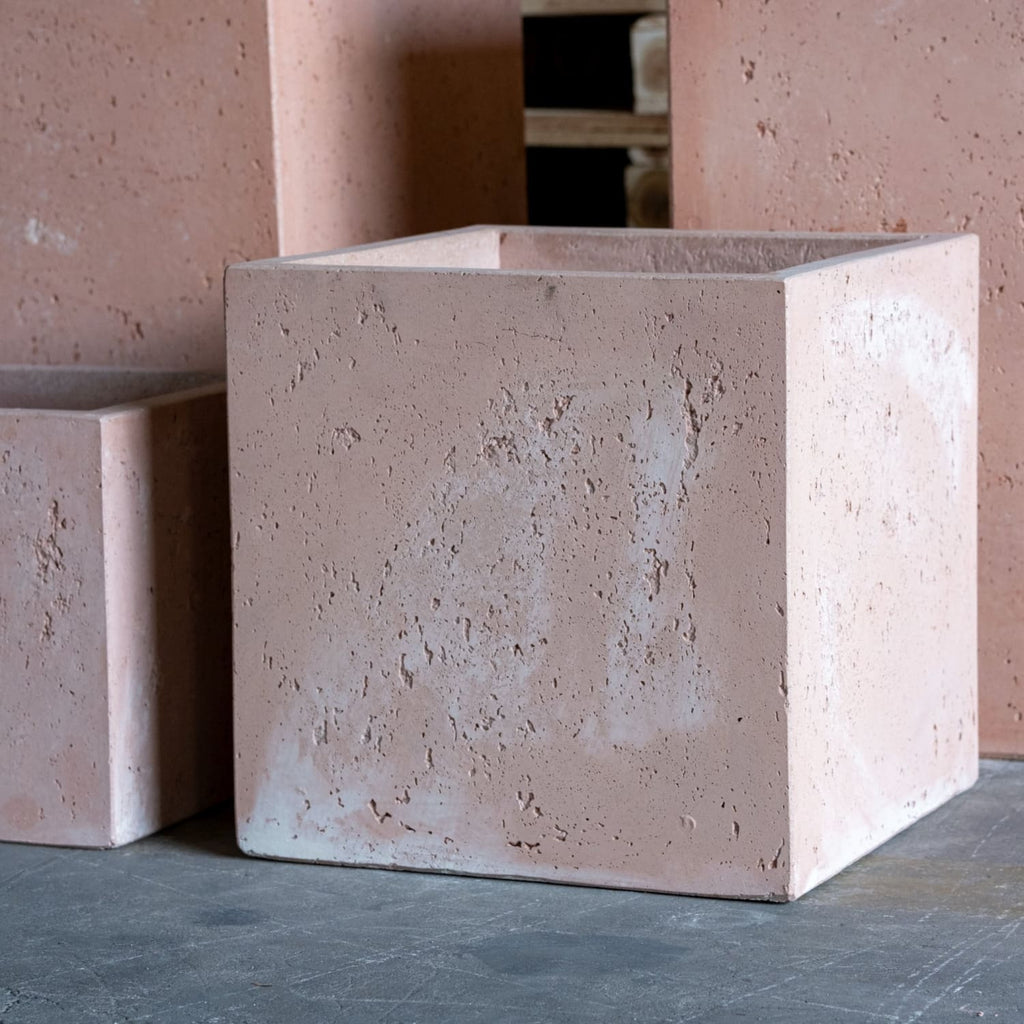 Cubrosa | Blushstone – 20cm Square Concrete Planter – 4L Cube Plant Pot