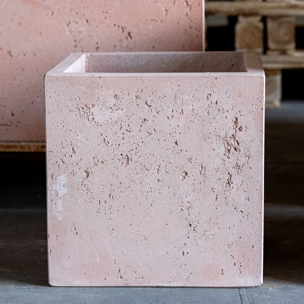 Cubrosa | Blushstone – 70cm Extra Large Concrete Cube Planter – 246L Square Plant Pot