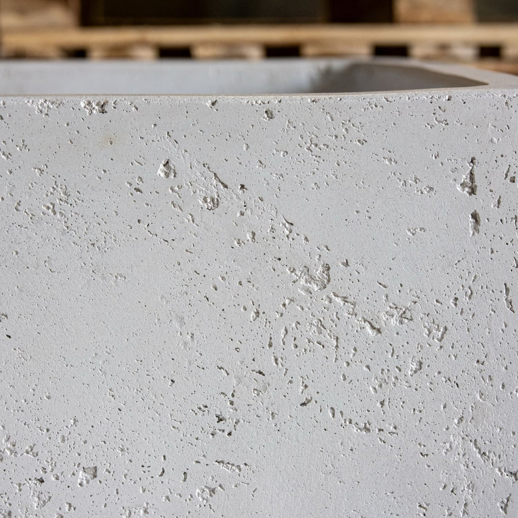 Cubrosa | White Mist – 20cm Medium Square Concrete Planter – 4L Block Plant Pot