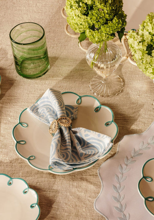 Atlántico Iraca Woven Napkin Ring -Blue set of 4