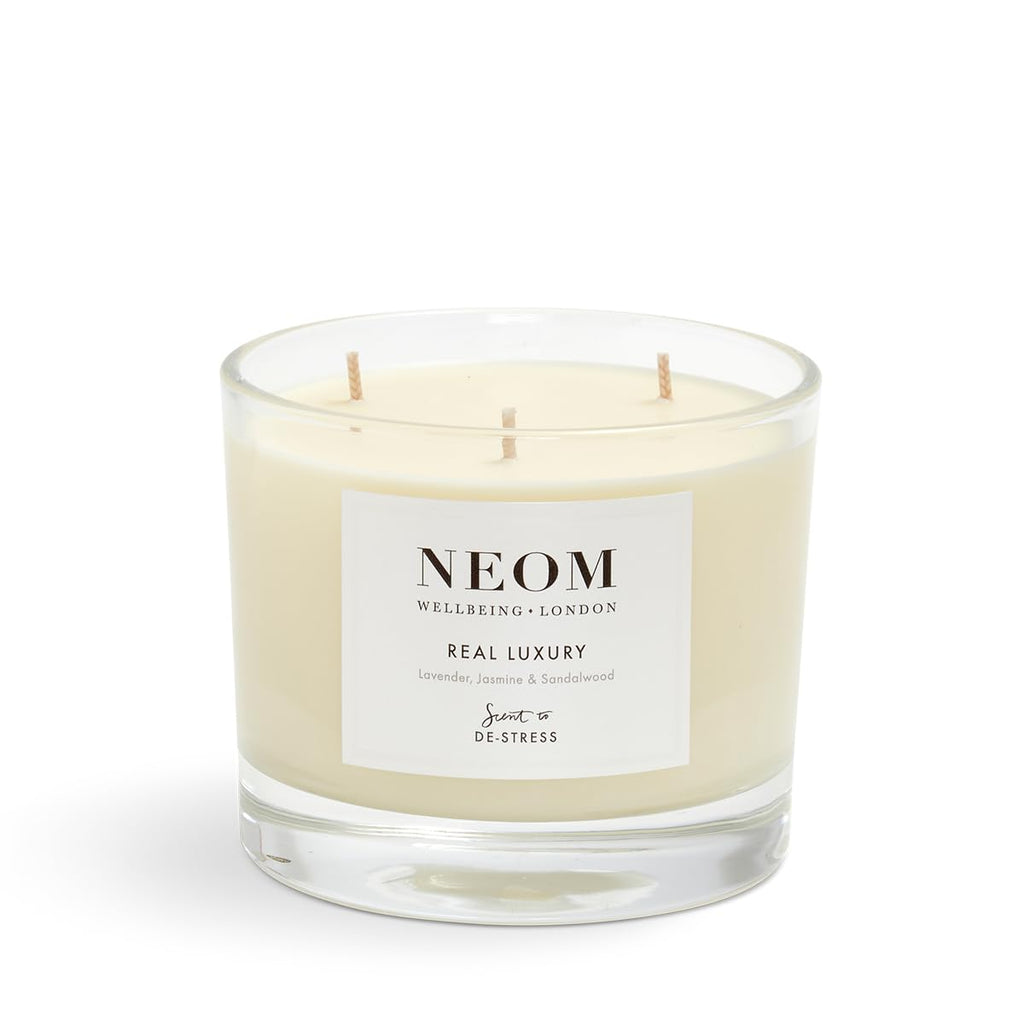NEOM 3 Wick Candle – Lavender, Jasmine & Sandalwood | Luxury Aromatherapy & De-Stress Scent