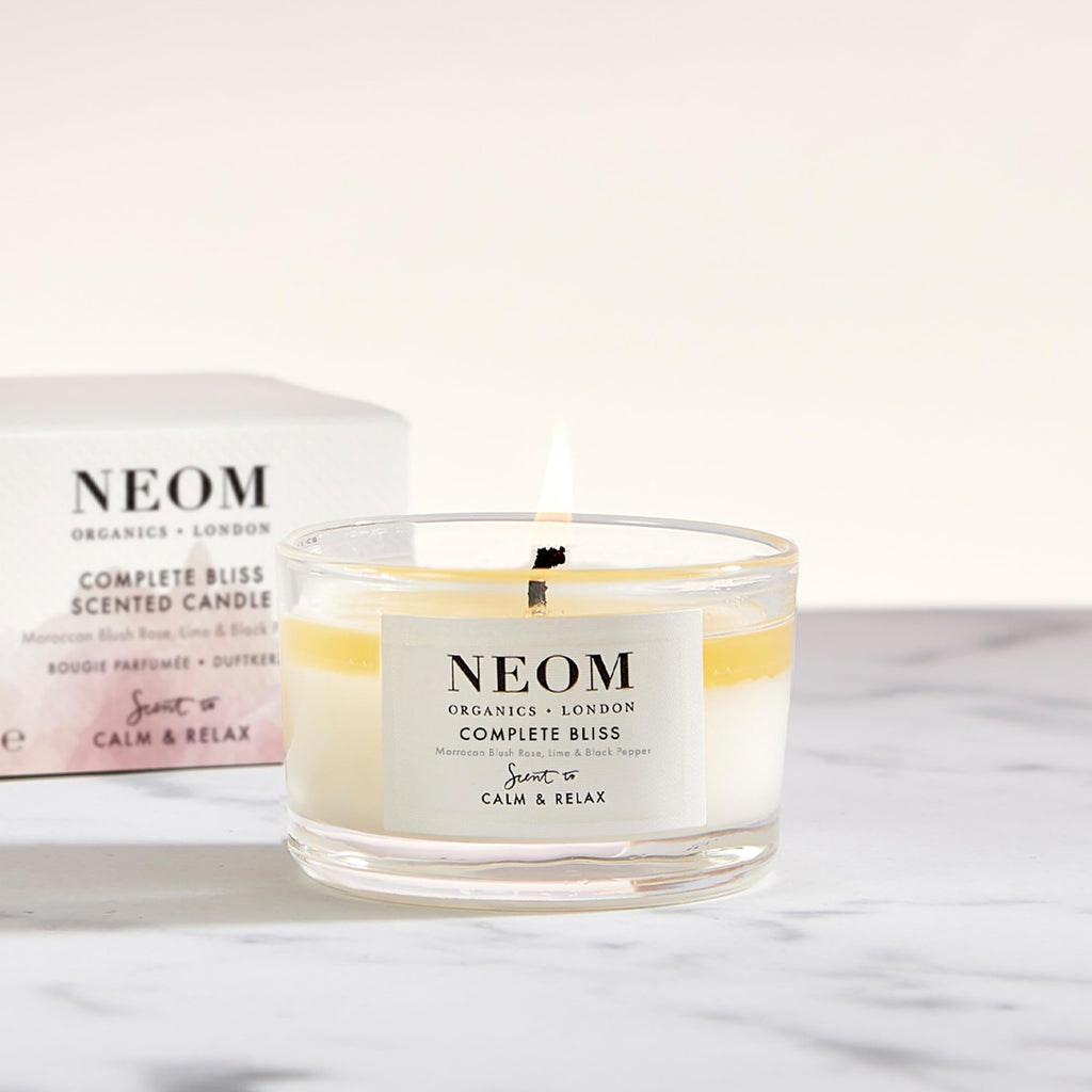 NEOM Complete Bliss Travel Candle – Blush Rose, Lime & Black Pepper