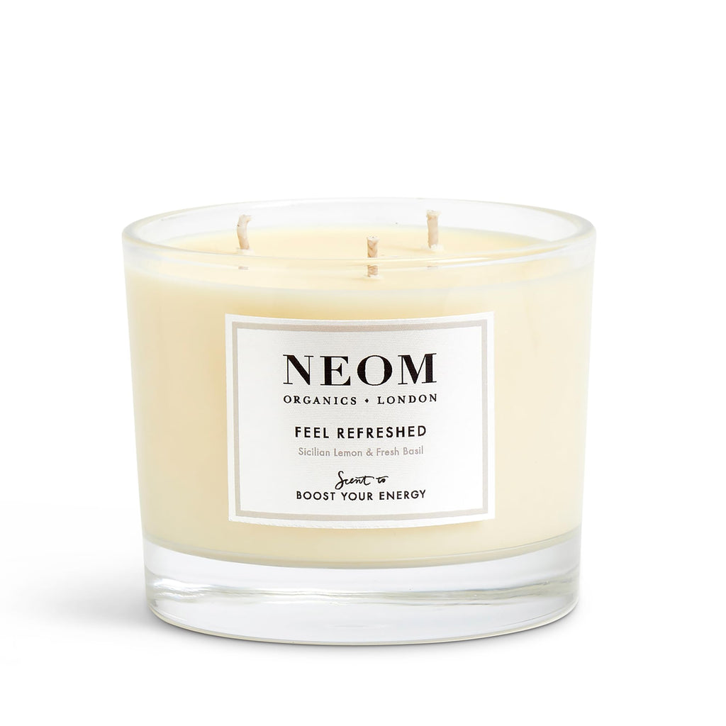 NEOM Feel Refreshed 3 Wick Candle - Lemon & Basil | Essential Oil Aromatherapy