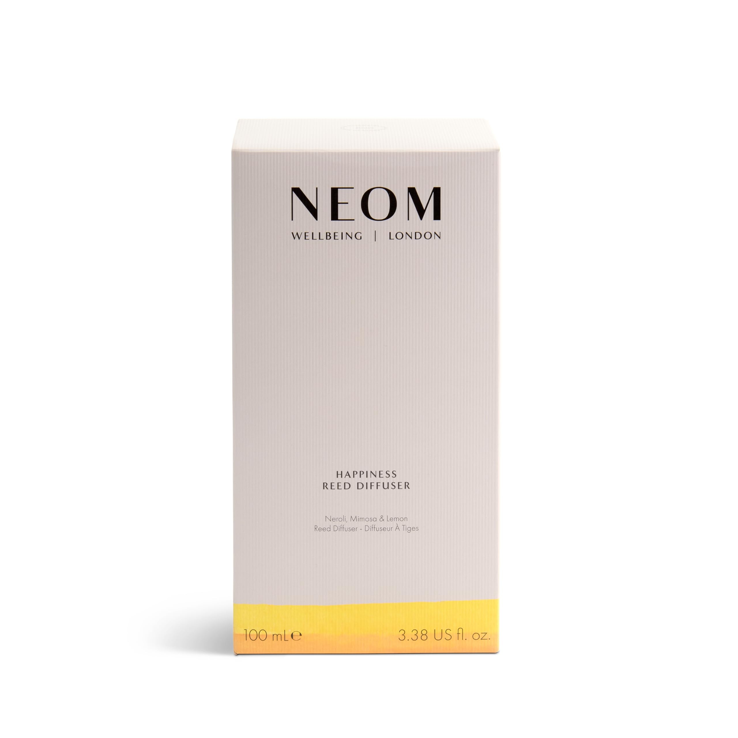 NEOM Happiness Reed Diffuser 100ml – Neroli, Mimosa & Lemon | 12 Weeks, 100% Natural & Refillable