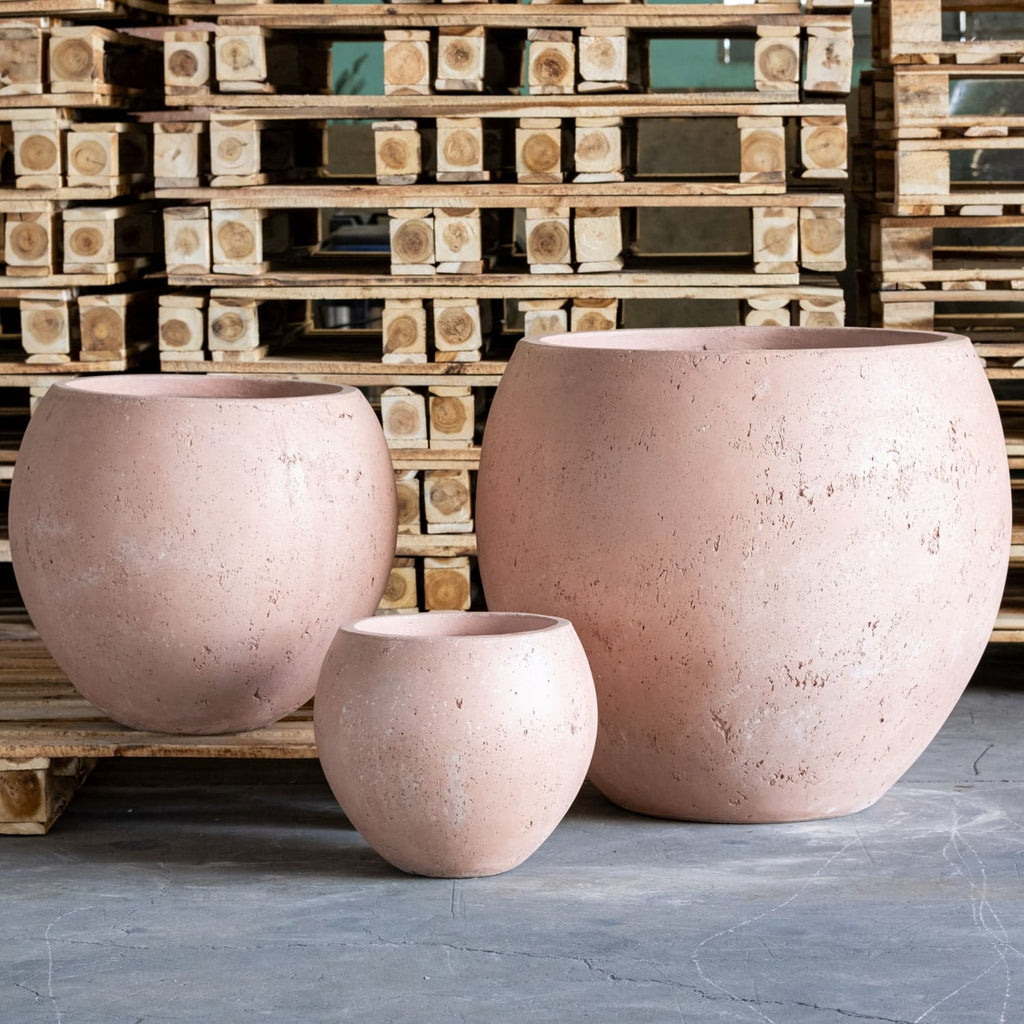 Orbello | Blushstone – 22cm Concrete Sphere Planter – 3L Round Plant Pot