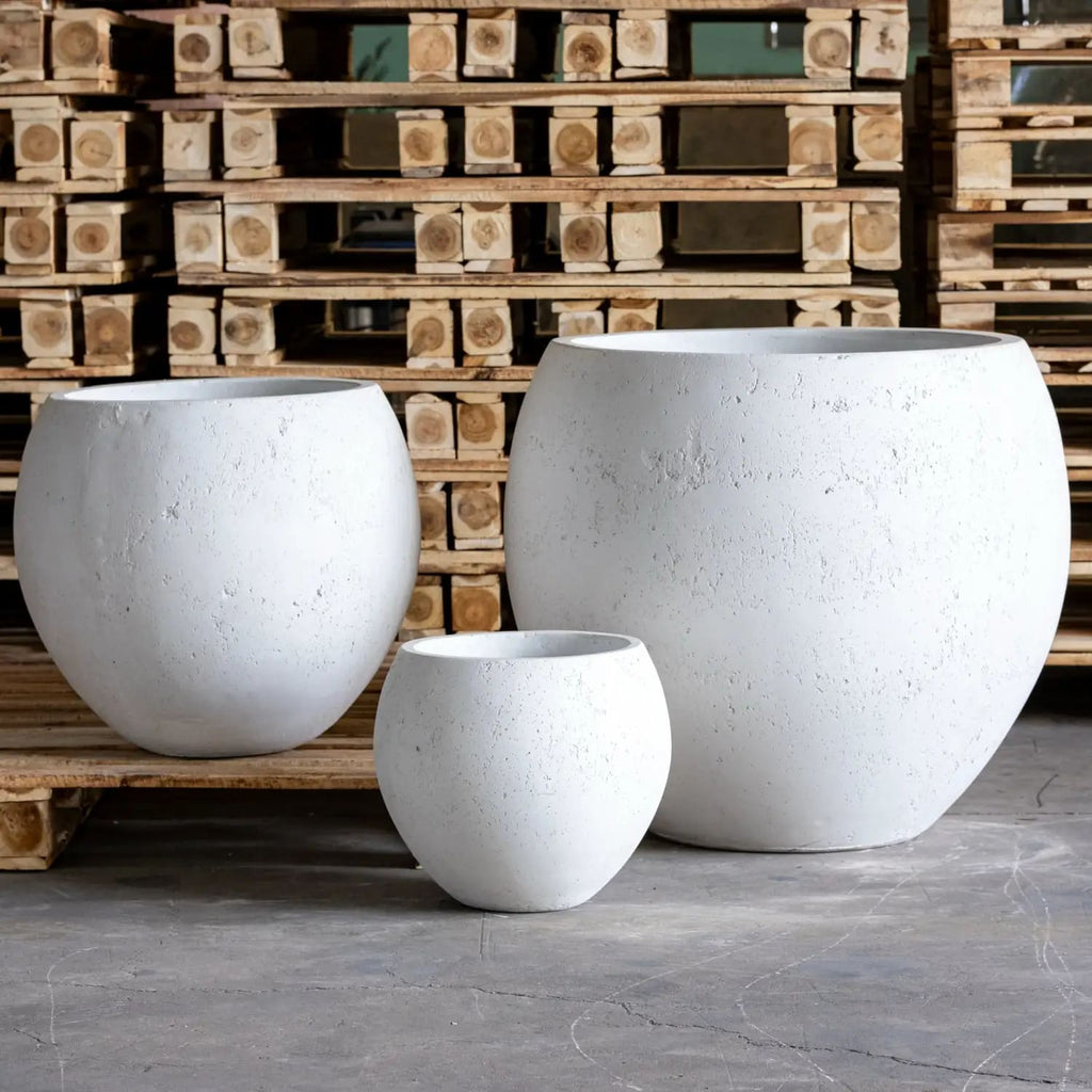 Orbello | White Mist –  22cm Concrete Sphere Planter – 3L Round Plant Pot