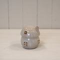 Glazed Ceramic Mushroom House with LED Ornament with Textured Detail L9xW9xH9.9cm