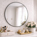 Rei - Round Black Metal Circle Mirror - 70cm x 70cm