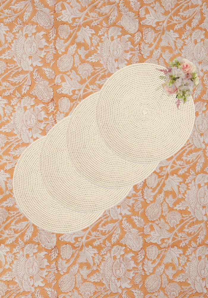 Round & Round Rattan Placemat Sand Colour - Set of 4