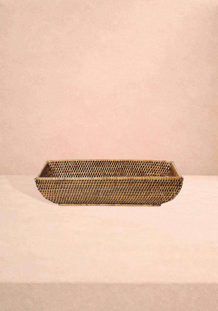Wiltshire Long Rattan Basket in Classic Brown