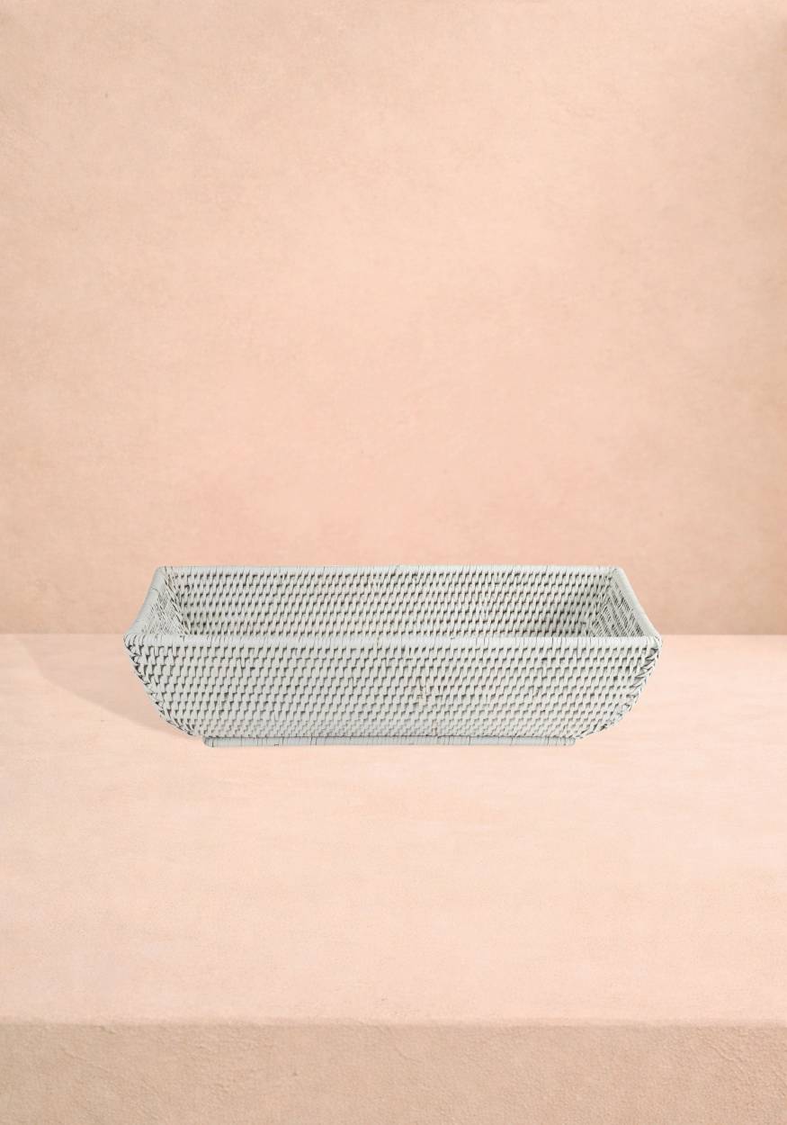Wiltshire Long Rattan Basket in White