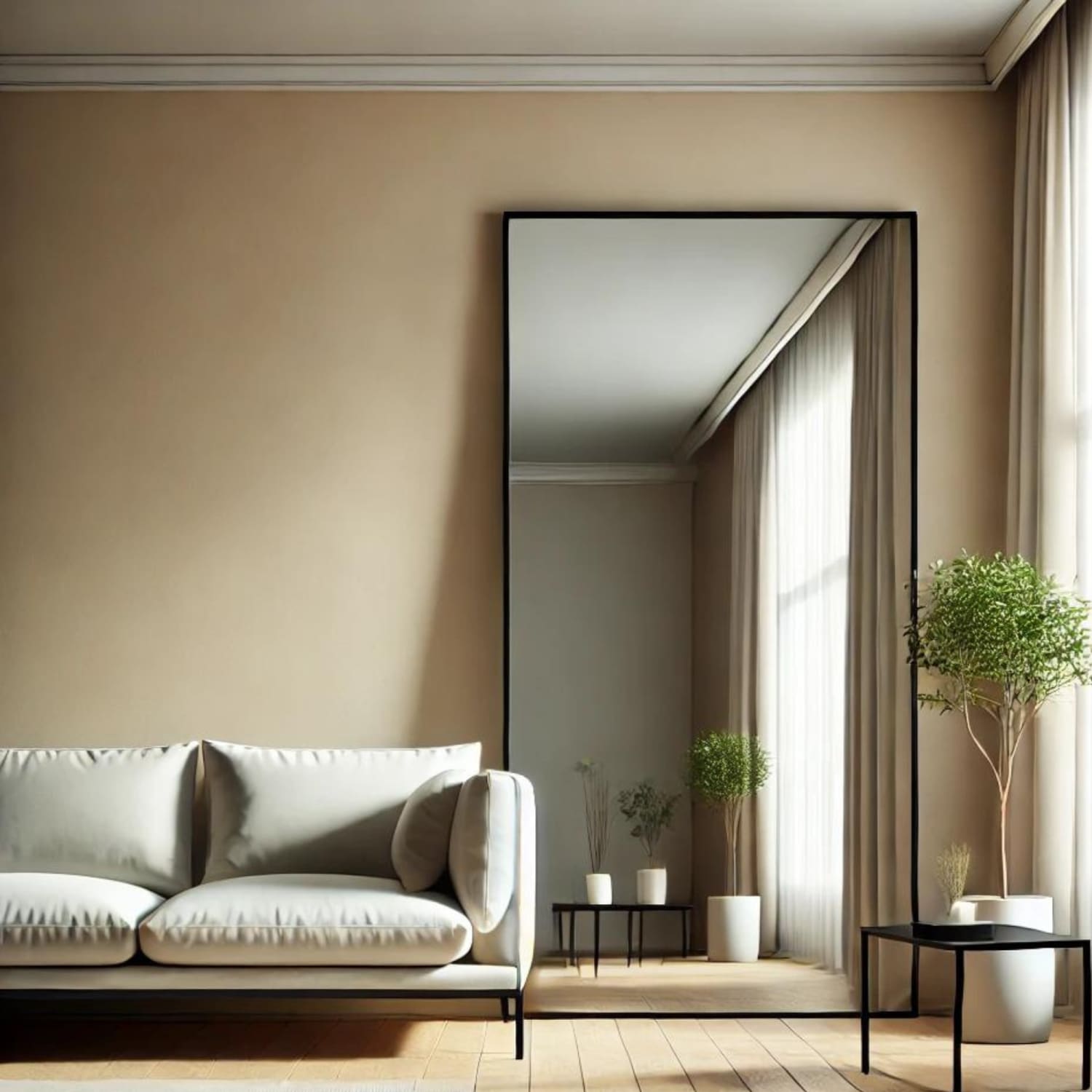 Takara - Full Length Black Metal Rectangle Mirror - 180cm x 90cm