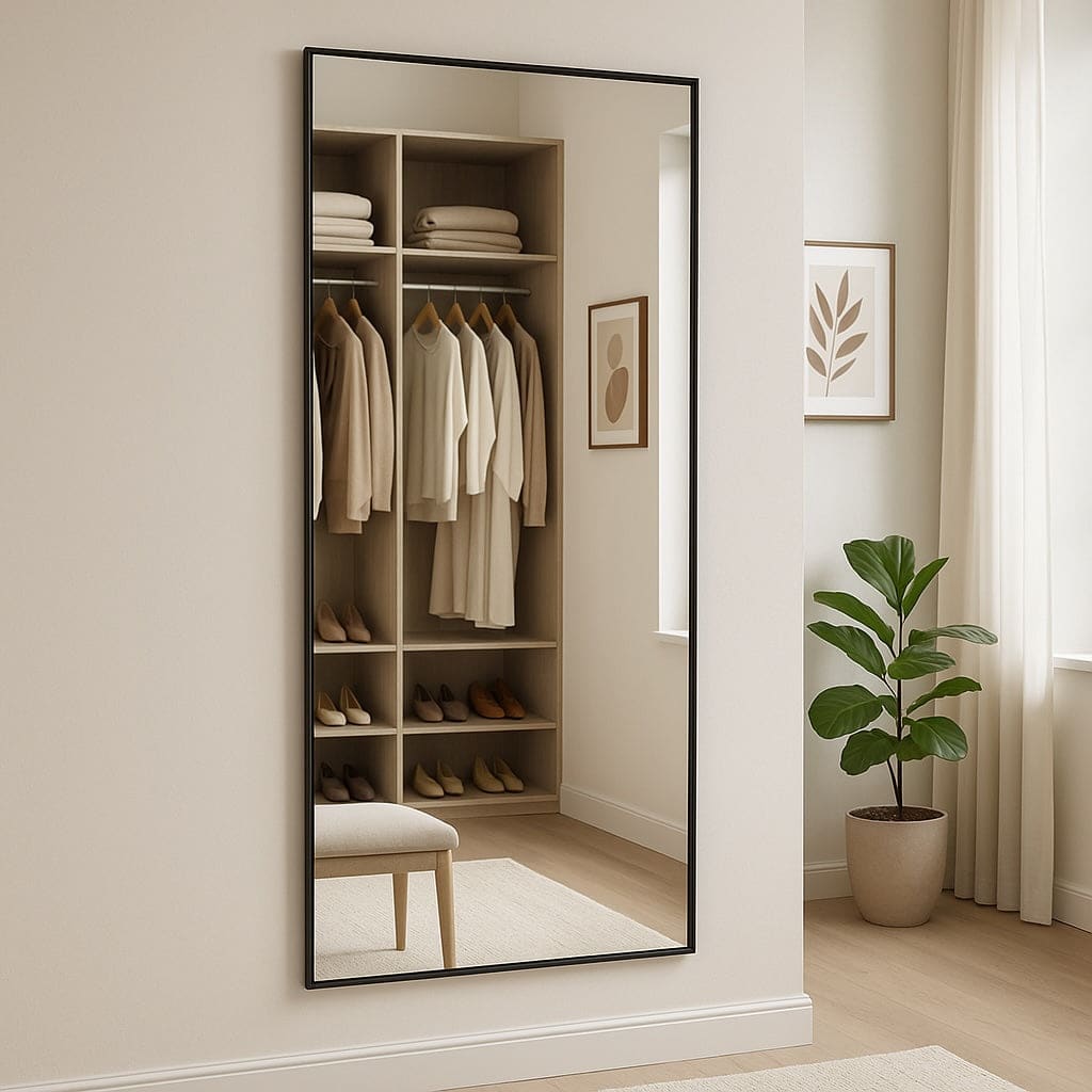 Takara - Full Length Black Metal Rectangle Mirror - 180cm x 90cm