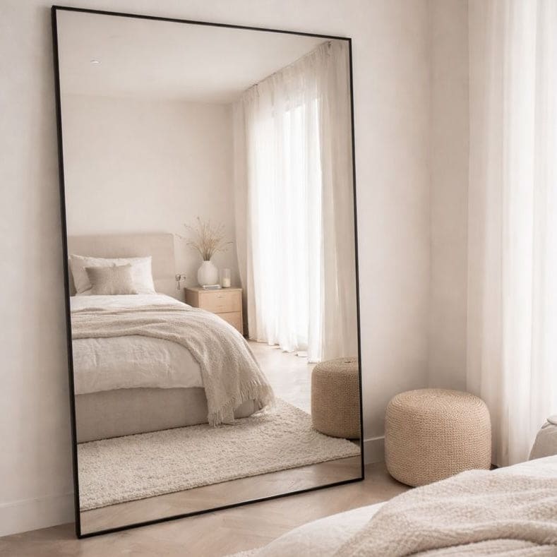 Takara - Full Length Black Metal Rectangle Mirror - 200cm x 120cm