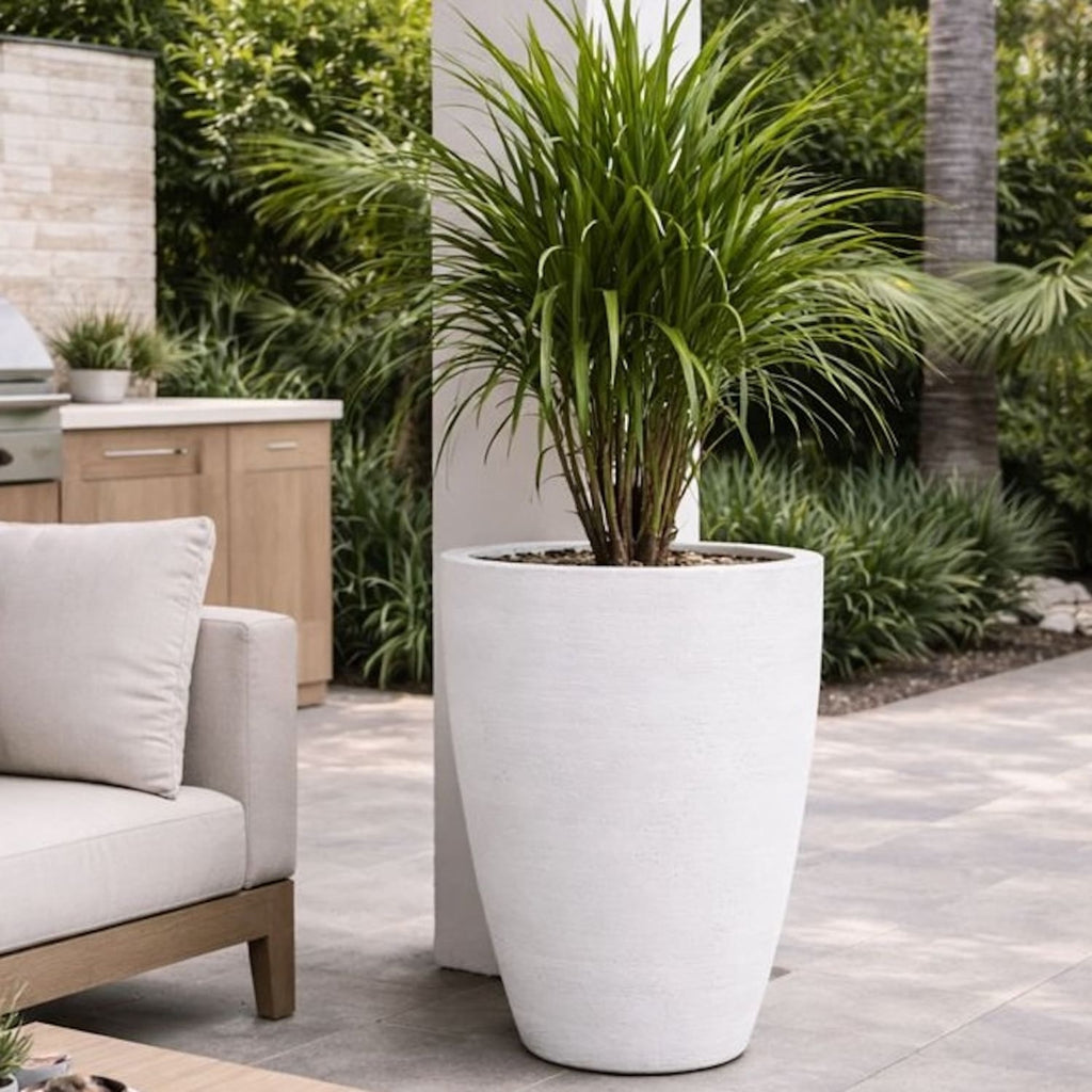 Vessara | White Mist – 100cm XXL Concrete Vase Planter – 172L Tall Plant Pot