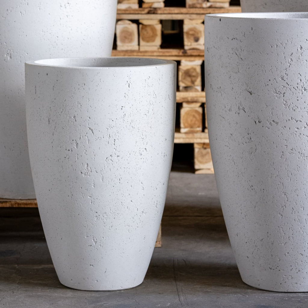 Vessara | White Mist – 75cm Extra Large Tall Concrete Vase Planter – 61L Indoor & Outdoor Decorative Plant Pot
