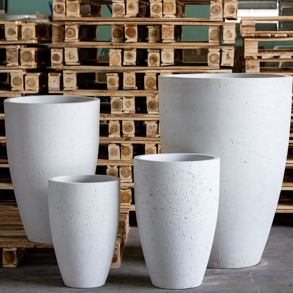 Vessara | White Mist – 75cm Extra Large Tall Concrete Vase Planter – 61L Indoor & Outdoor Decorative Plant Pot