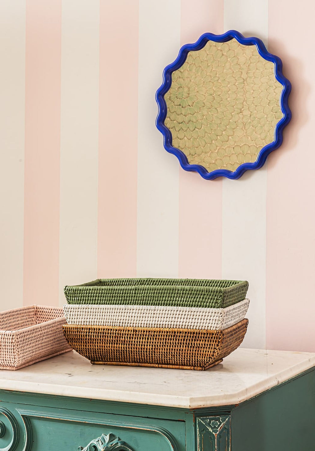 Wiltshire Long Rattan Basket in White