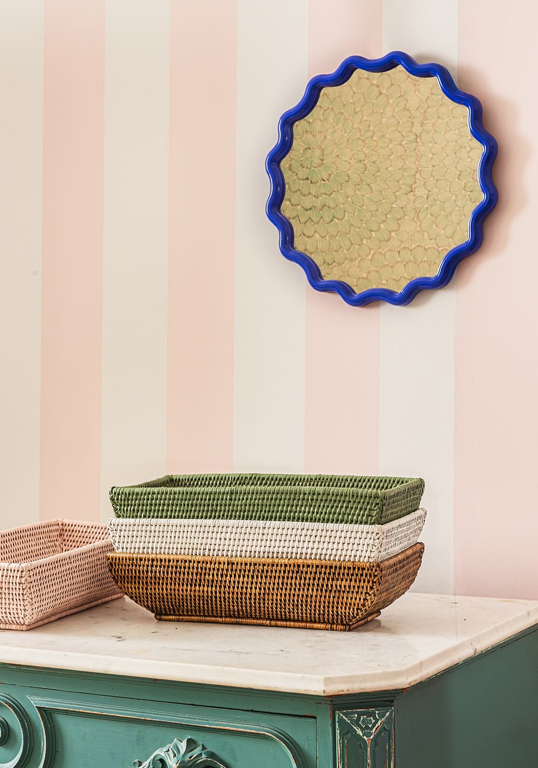 Wiltshire Long Rattan Basket in White