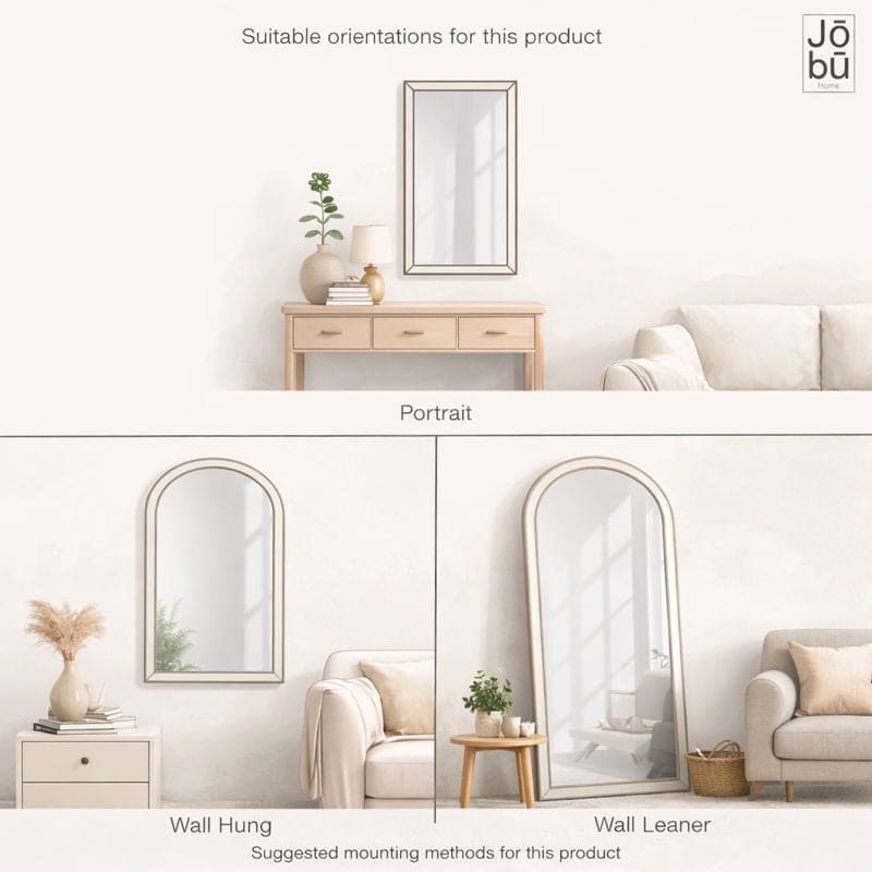 Yoko - Black Metal Gentle Arch Mirror - 150cm x 60cm