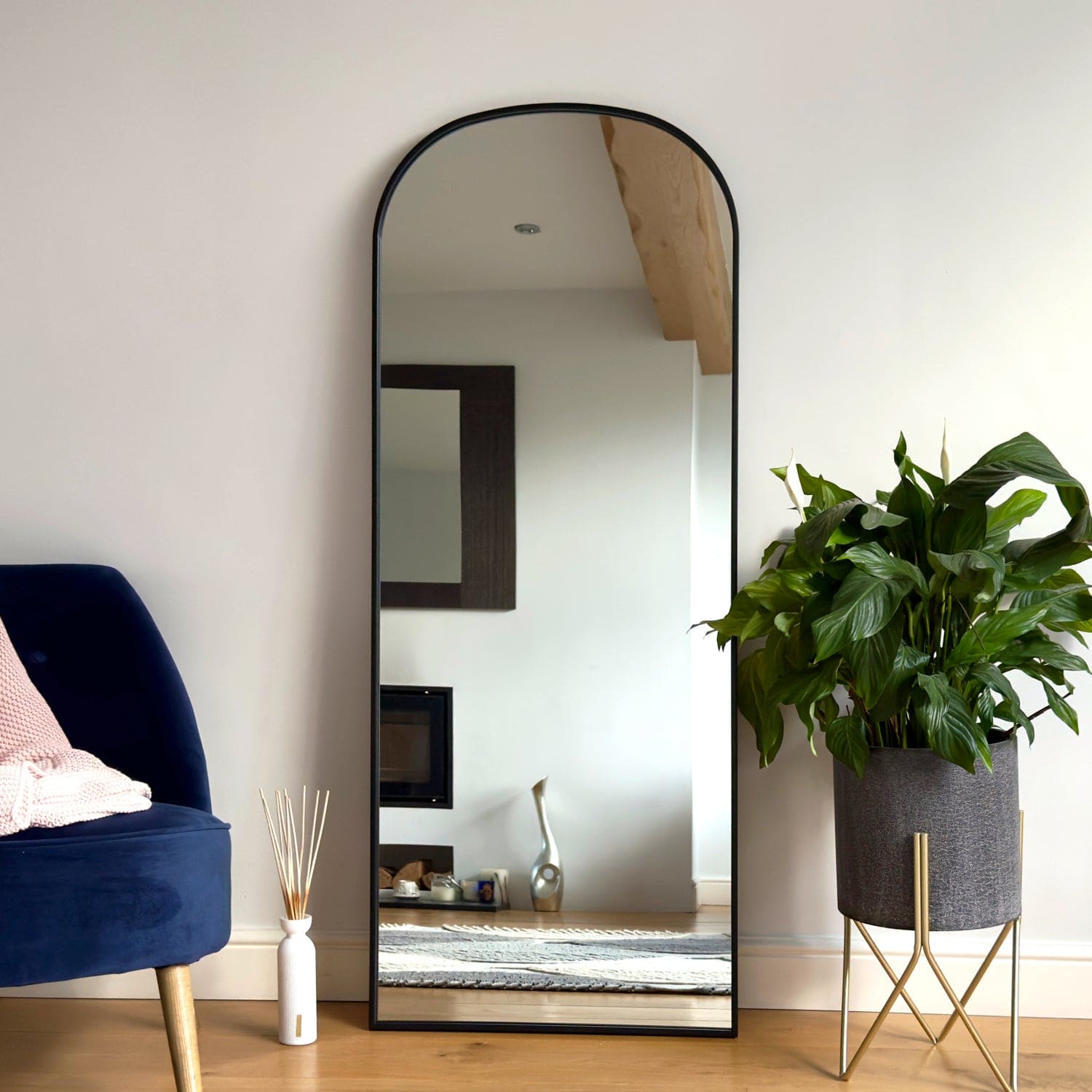 Yoko - Black Metal Gentle Arch Mirror - 160cm x 60cm